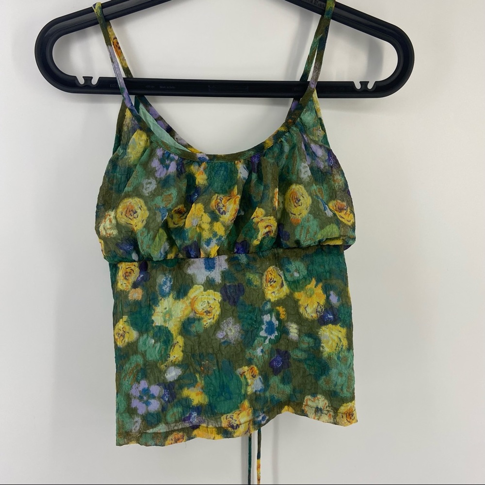 Vintage Free People Floral Layered Tank Top Cami Blouse